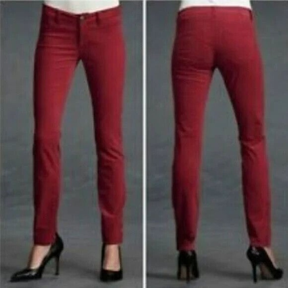 Cabi Corduroy Pants Womens 6 Red Skinny Stretch Mid Rise Holiday Dark Academia